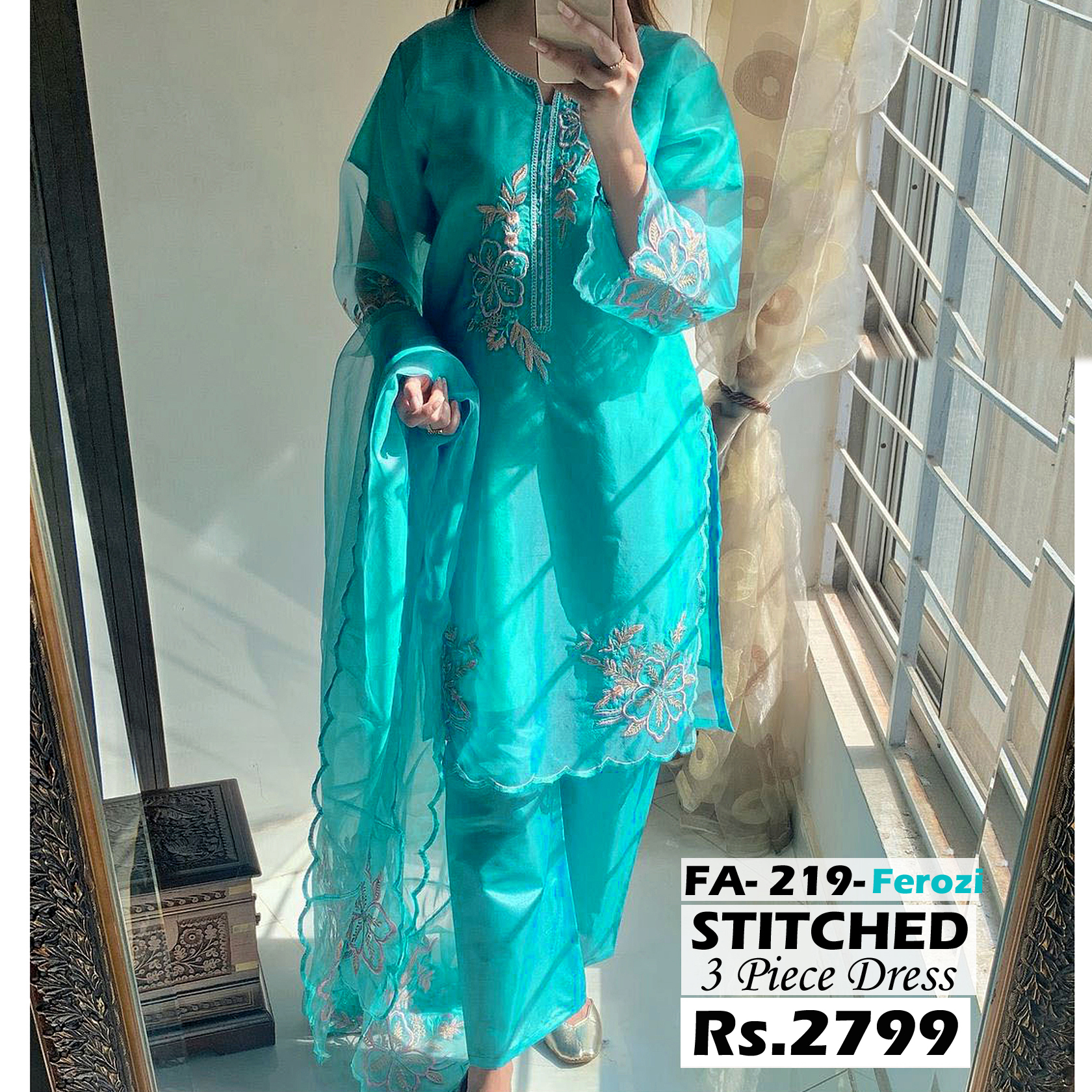 STITCHED 3 piece DRESS FA 219 Ferozi