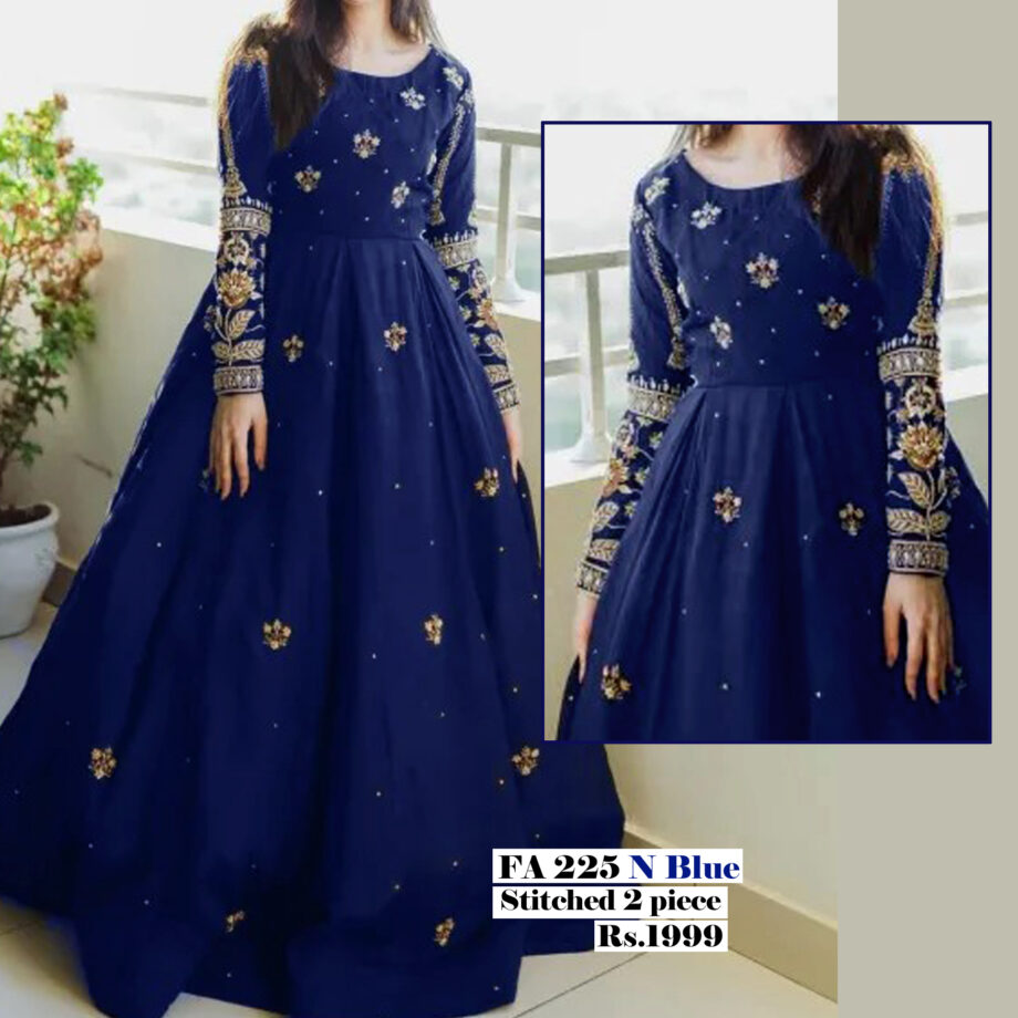 STITCHED 2 piece DRESS FA- 225 Navy Blue