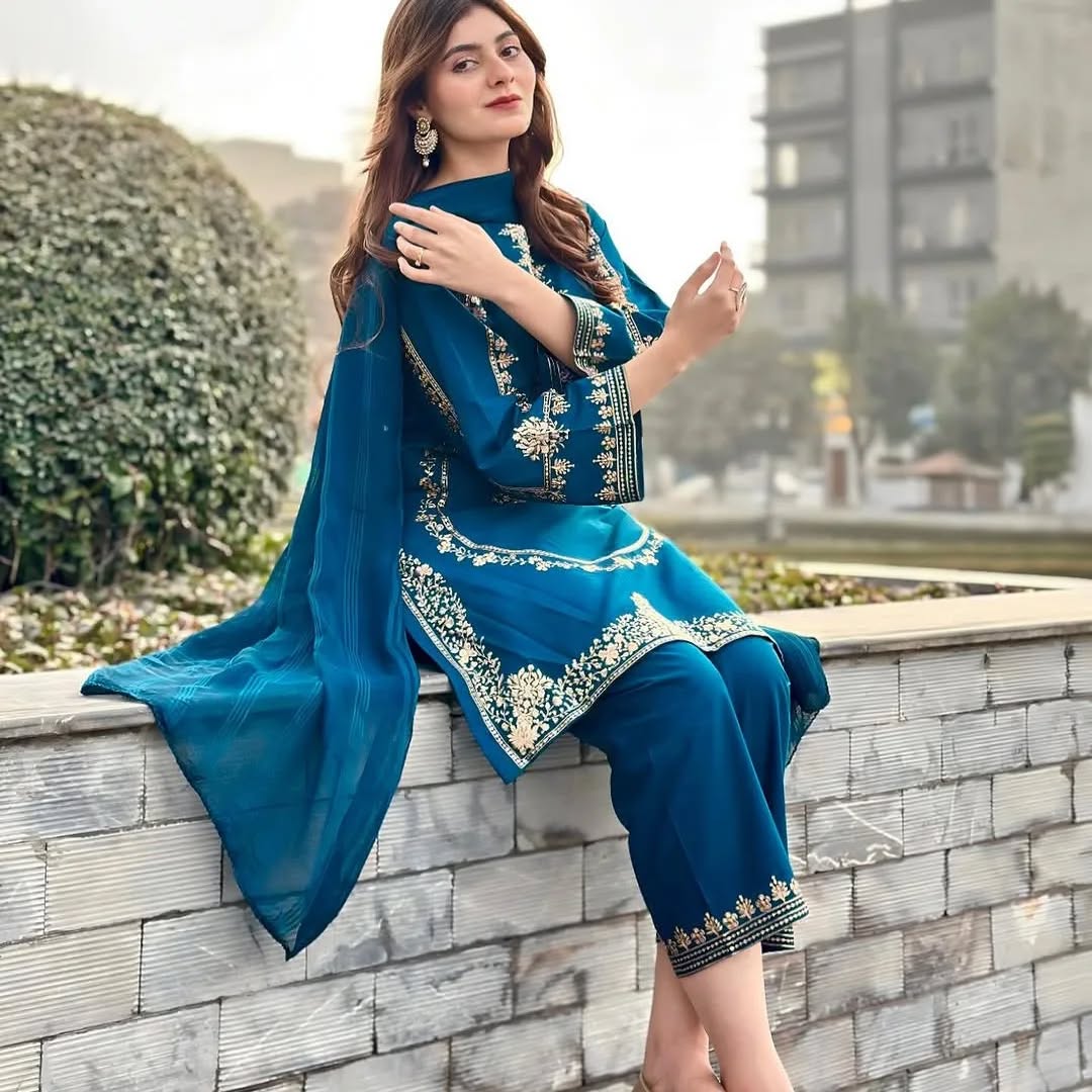 STITCHED 3 piece DRESS FA- 224 C-ferozi