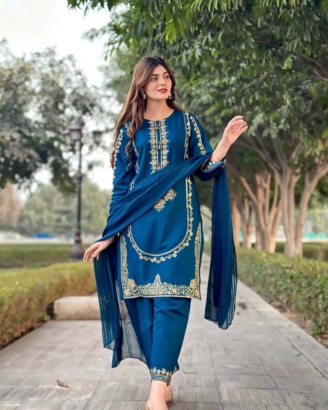 STITCHED 3 piece DRESS FA- 224 C-ferozi