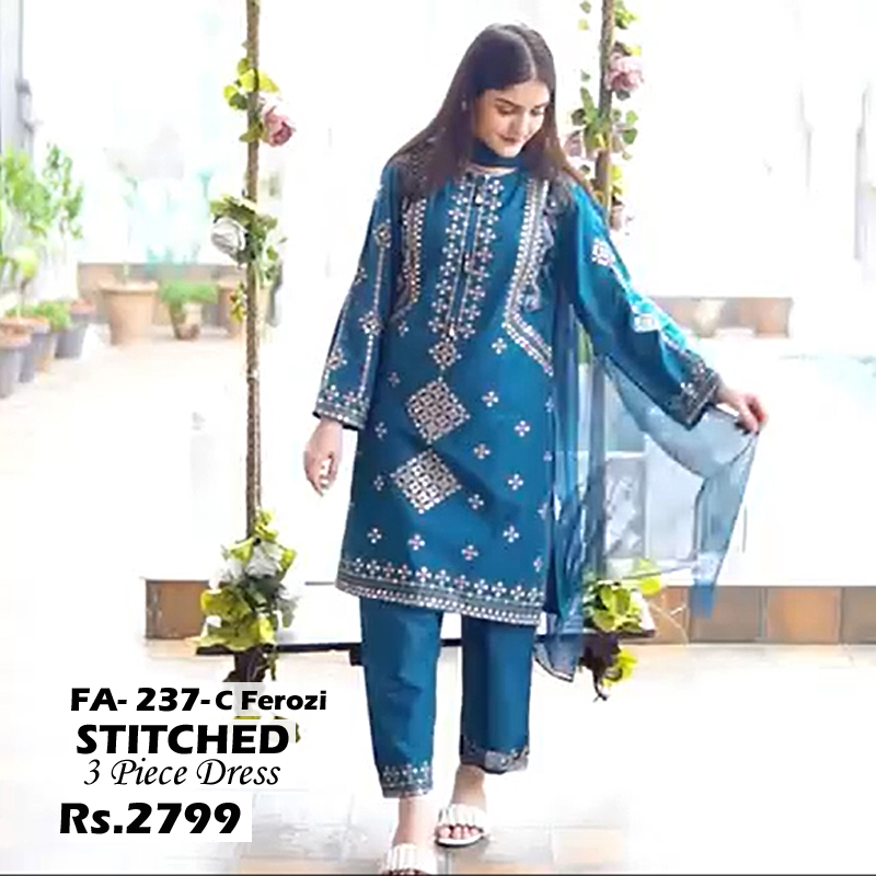 STITCHED 3 piece DRESS FA- 237 C-ferozi